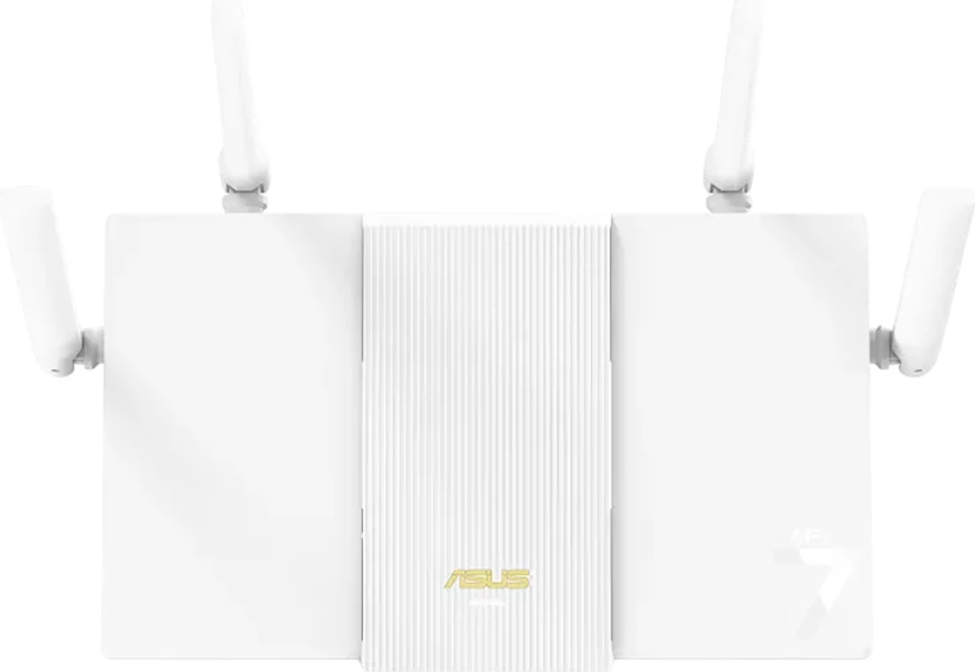 Router ASUS RT-BE3600E WiFi 7 dual-band 3600 Mbps, port 2.5G, AiMesh, 3 SSID për IoT, i bardhë