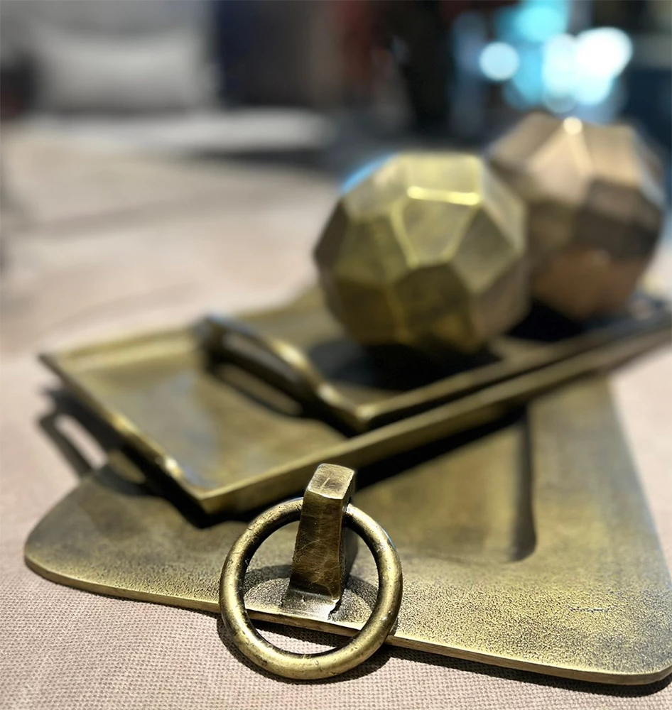 Tabaka dekorative KLIPPE, alumin, ngjyrë ari antik, 50x25x6 cm