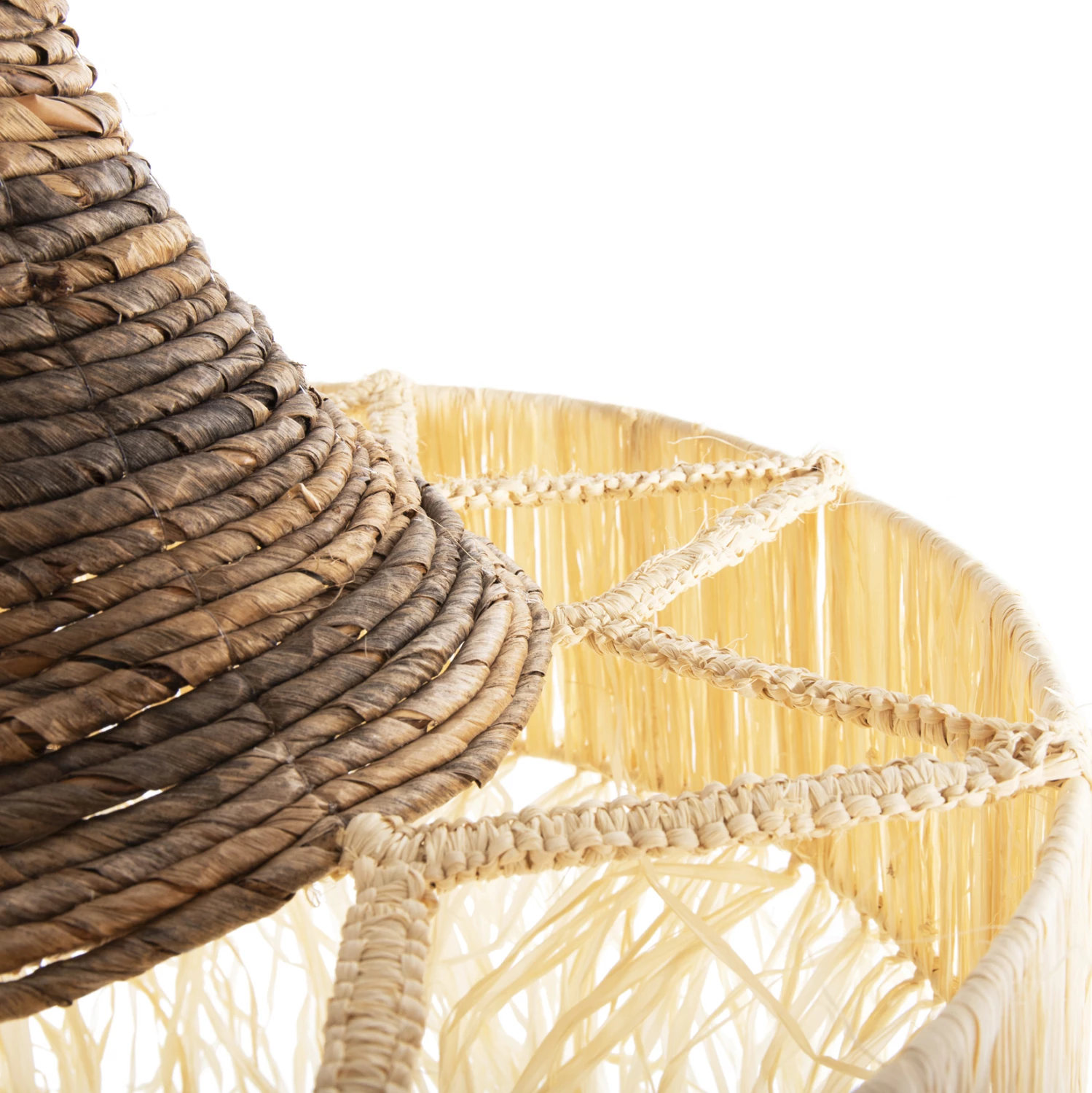 Llambë varëse tavani me thekë, fibra palme të thata, FH7854, Φ51x37H cm