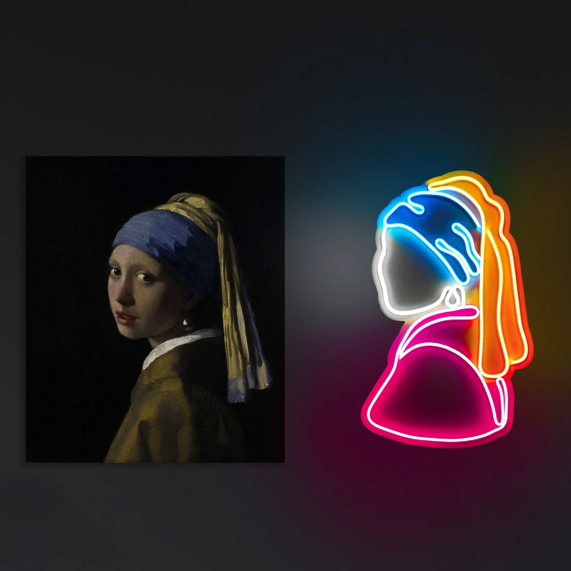 Dritë dekorative LED plastike, Girl With A Pearl Earring, ngjyra të ndryshme, 47x25x2cm