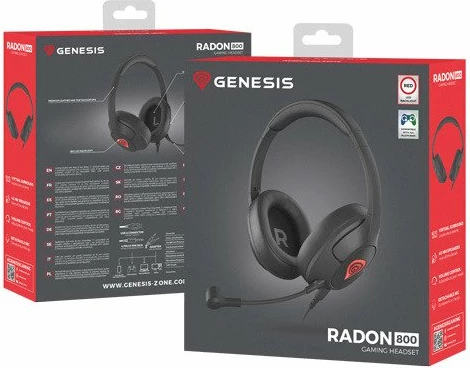 Kufje gaming Genesis Radon 800 7.1 me kabllo 3.5mm/USB me mikrofon të shkëputshëm LED e kuqe