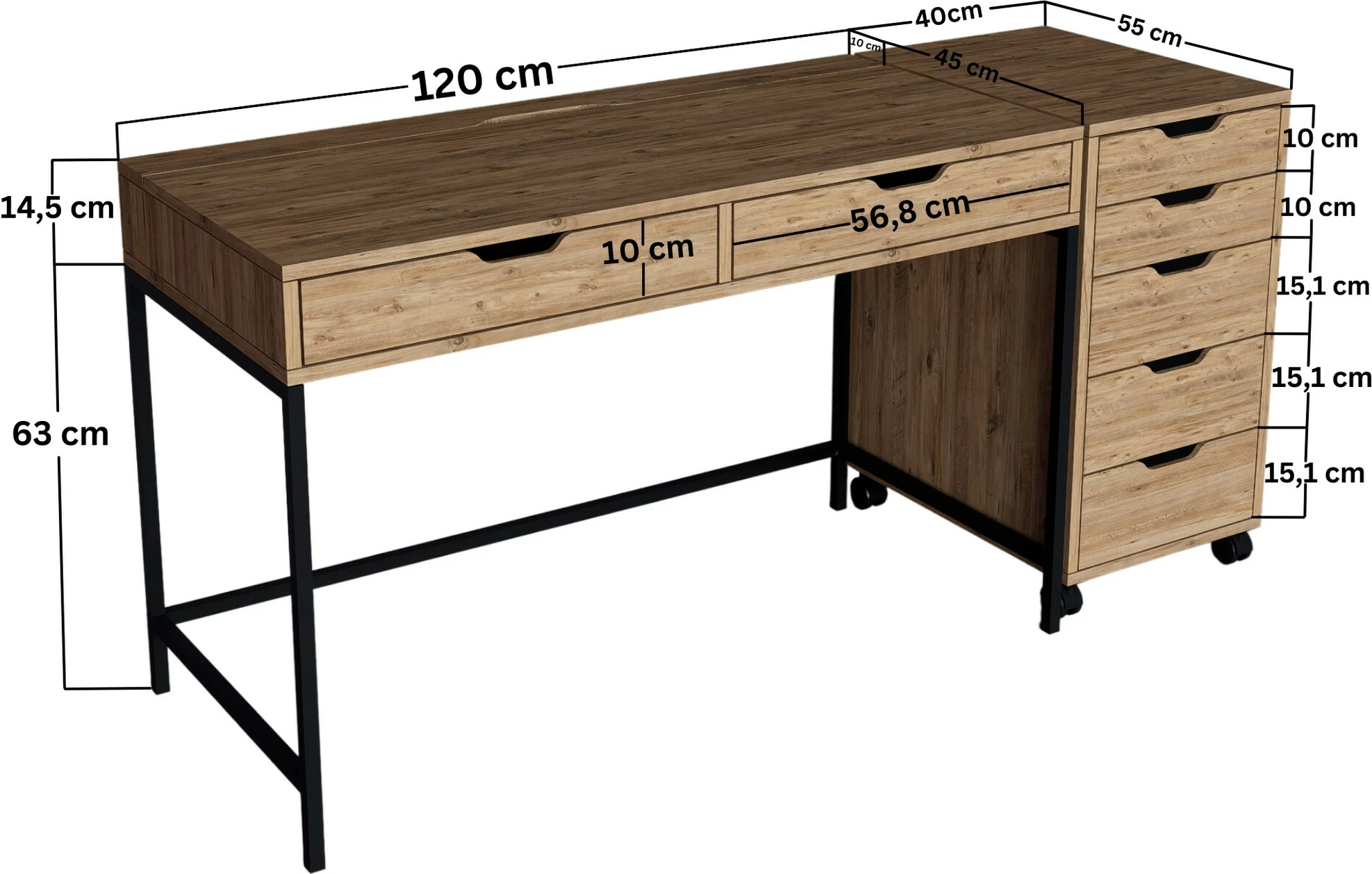 Tavolinë pune për studim, ngjyrë Atlantic Pine, Skye Decor Atlas 1600-59