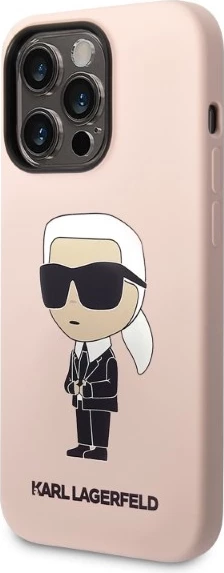 Mbështjellës Karl Lagerfeld Silicone Ikonik për iPhone 14 Pro Max, rozë