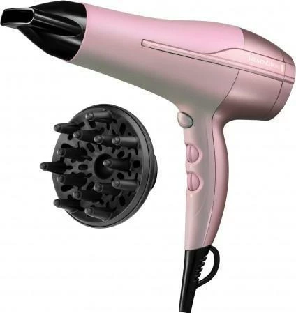 Tharëse flokësh Remington D5901 2200W me jonizim, difuzor + koncentrator, rozë