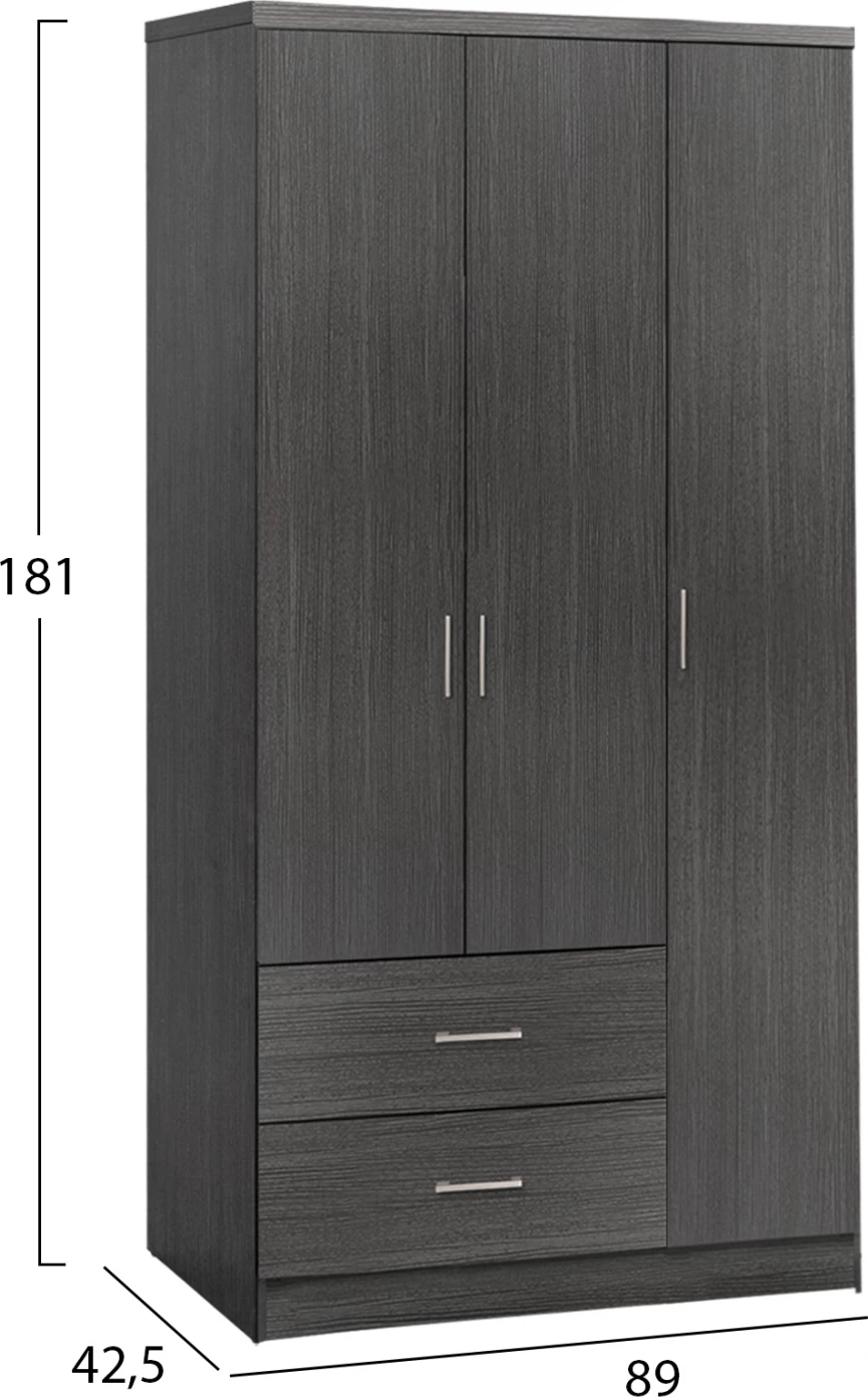 Dollap 3 dyer me 2 sirtarë FH340.01 Zebrano 89x42,5x181