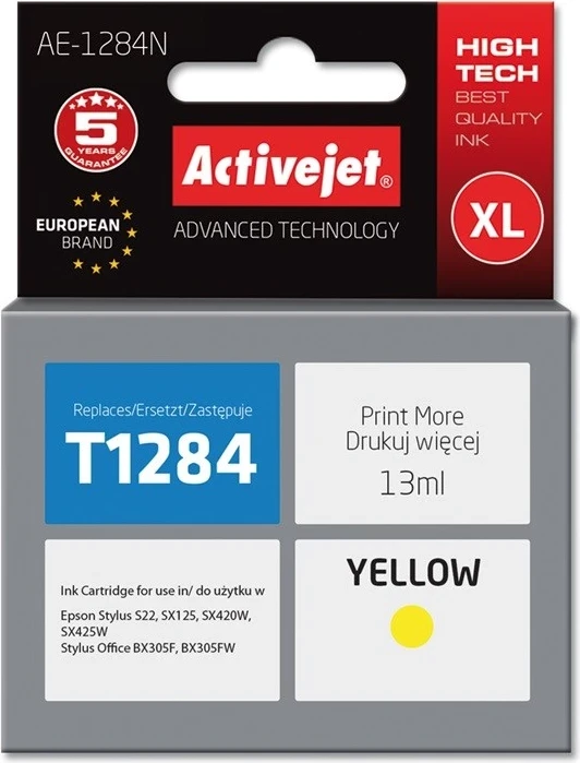 Ngjyrë zëvendësuese Activejet AE-1284N për printer Epson, 13 ml, e verdhë 