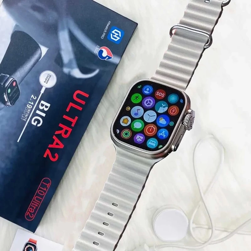 Smartwatch T10 Ultra 2 me Ekran 2.19", 100+ Sports Modes dhe Karikim Magnetik - Black