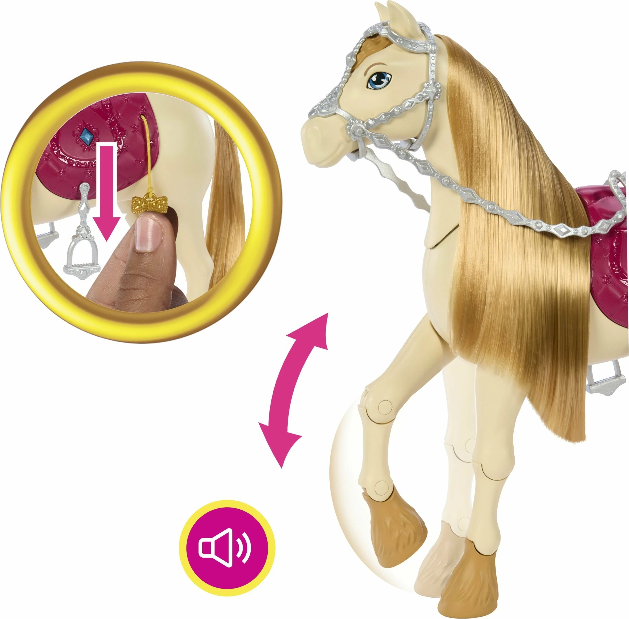 Kal interaktiv lodër Mattel Barbie Tornado HXJ42 me mbi 20 aktivizime tingulli, muzikë dhe aksesorë, rozë/krem