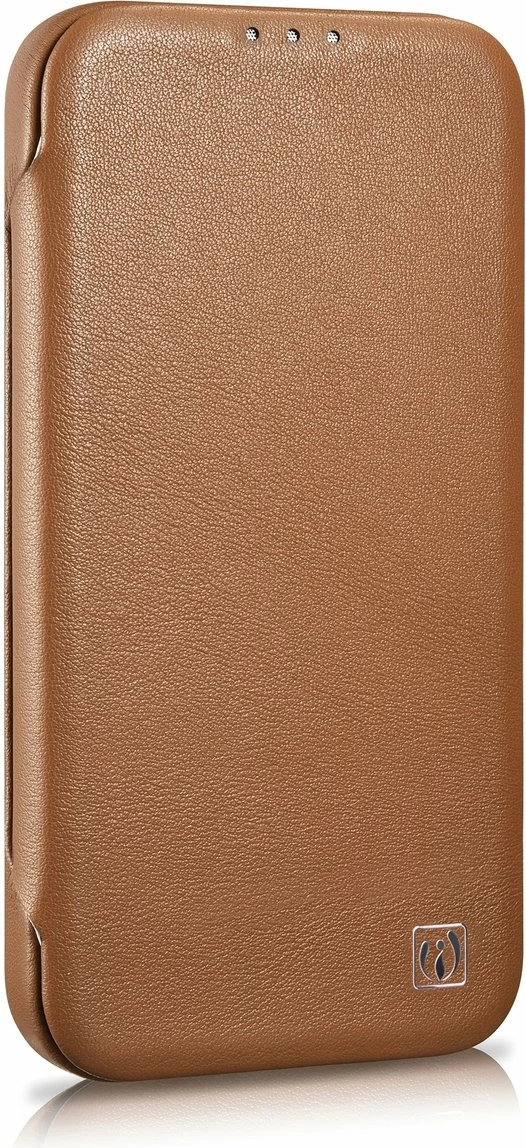 Mbështjellës lëkure iCarer CE Premium Folio për iPhone 14, MagSafe, kafe
