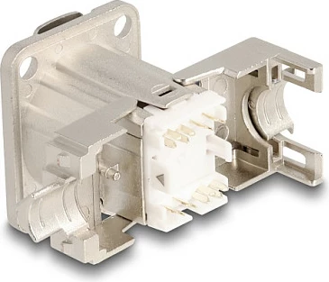 Prizë paneli RJ45 DeLOCK D-Type, Cat6a STP, lidhje LSA, metal, argjendtë