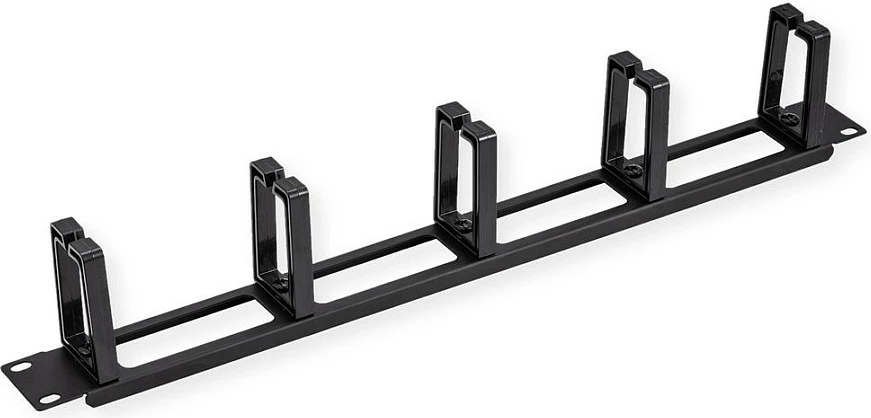 Panel frontal 19" VALUE, 1U, menaxhim kabllosh me 5 mbajtëse, i zi