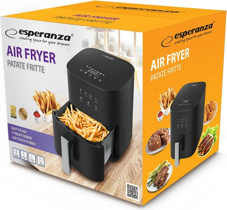 Fërgues me ajër Esperanza EKA002, 3.5L, 1350W, i zi