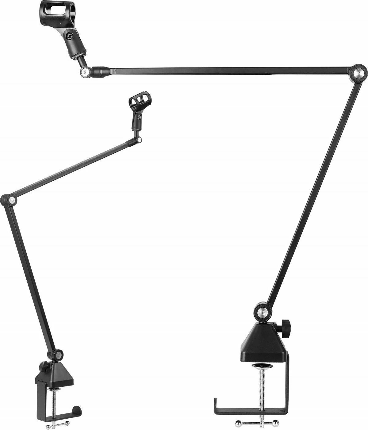 Mbajtëse mikrofoni për tavolinë Mozos SB42, krah 40+40 cm, kapëse deri 7 cm, ngarkesë 2 kg, e zezë, set me aksesorë
