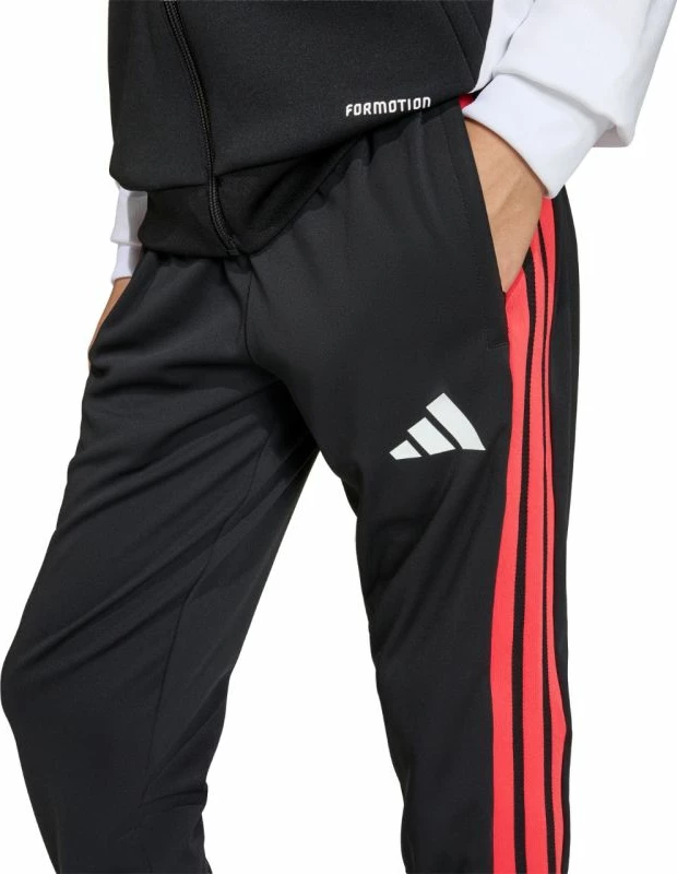 Pantallona sportive për fëmijë adidas, të zeza e të kuqe [Madhësia: 164 cm]