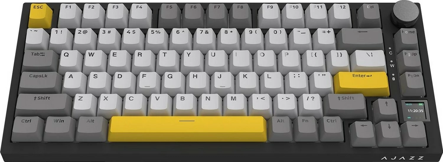 Tastierë mekanike Ajazz AK820 Pro, 75%, wireless/USB-C, RGB, Gift Switch, gri-zezë me të verdhë