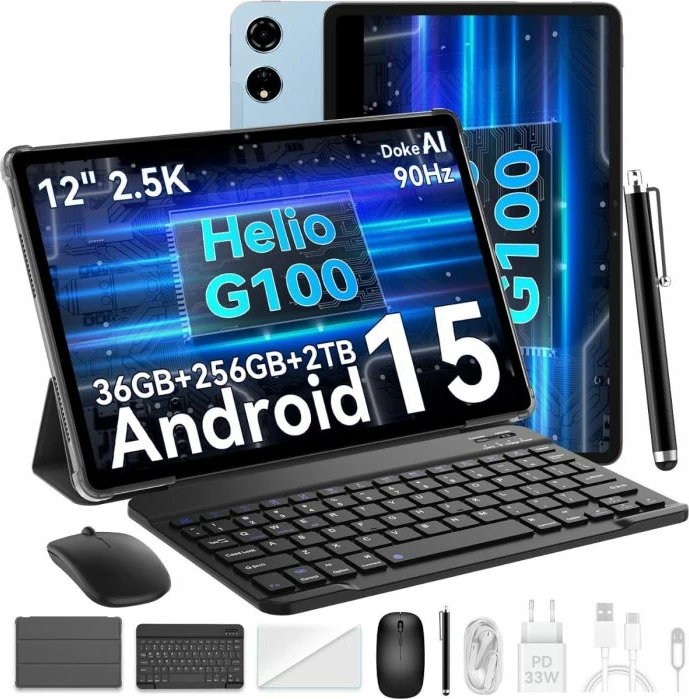 Tablet BLACKVIEW MEGA 3 12.1" 12GB/256GB LTE, Skyline Blue, set me tastierë + maus