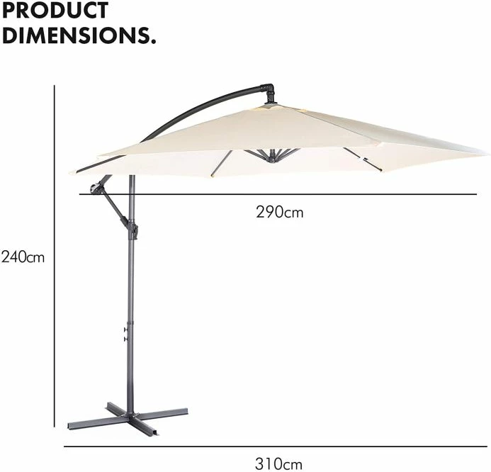 Çadër dielli VONHAUS 2522063 3m UV30+ me krah anësor, bezhë