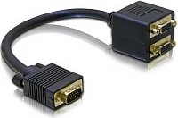 Adapter VGA DeLOCK, 1x VGA mashkull në 2x VGA femër, 0.2 m, i zi
