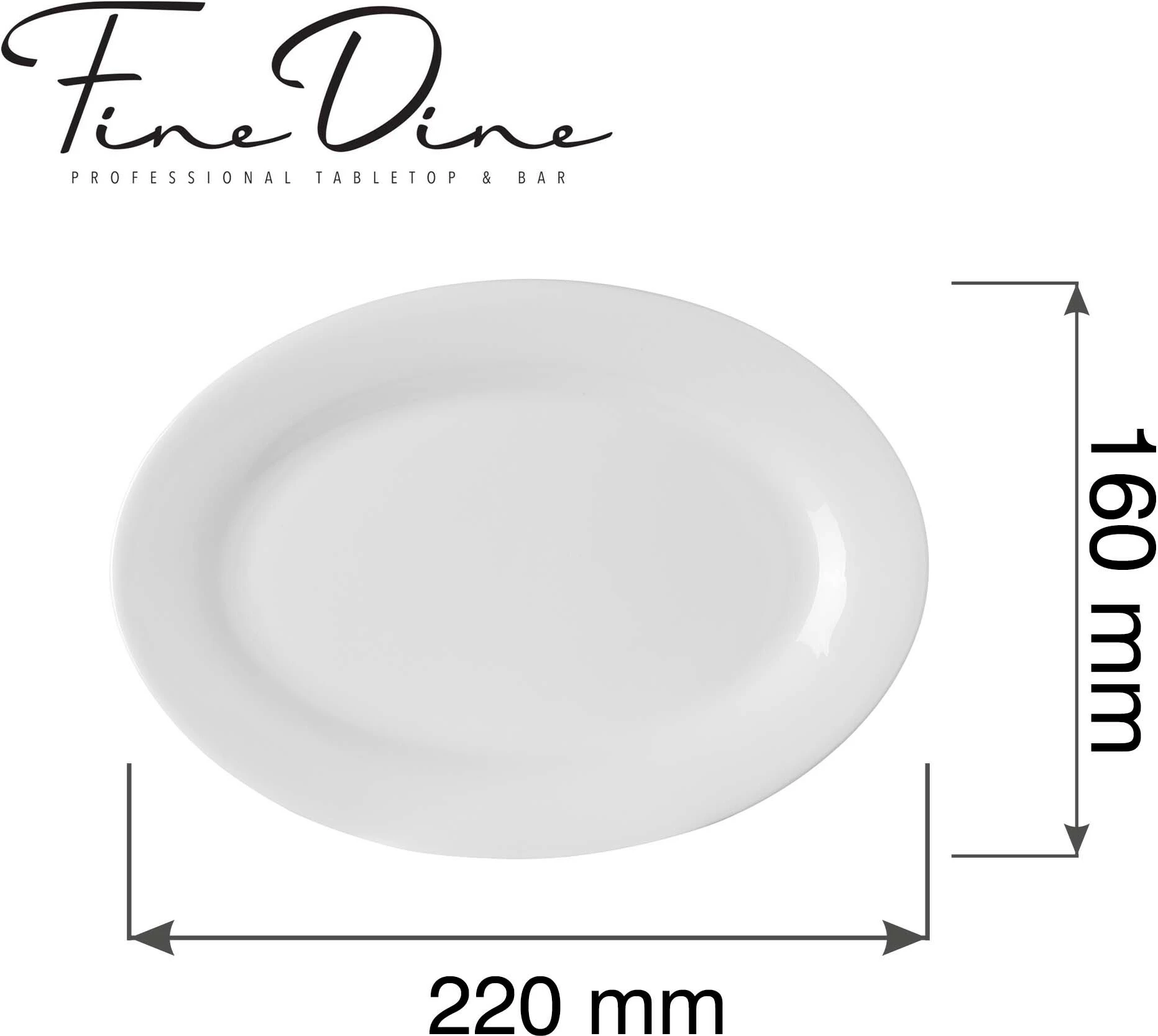 Pjatë servimi ovale Fine Dine Pure Bianco 220x160 mm, e bardhë, set 6 copë