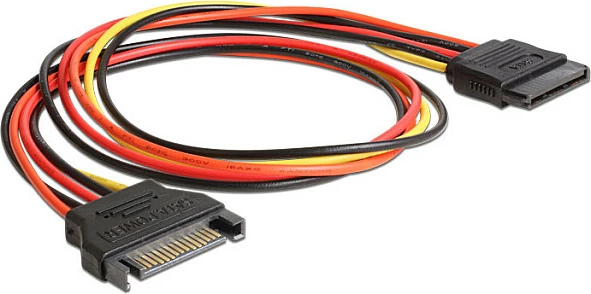 Kabllo zgjatëse SATA Power DeLOCK 0.5 m, 15-pin Male në Female, multikolor