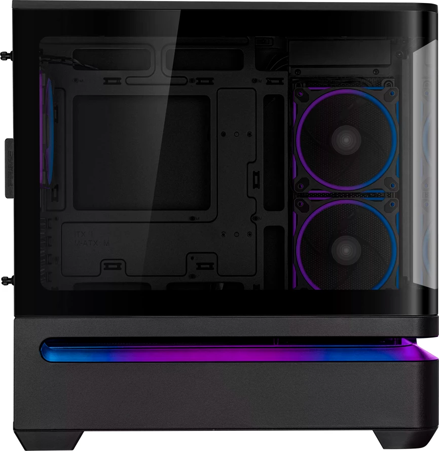 Kasë ASUS Prime AP202 ARGB TG MicroATX Mini Tower, xham i lakuar, 3x120mm RGB fan, e zezë
