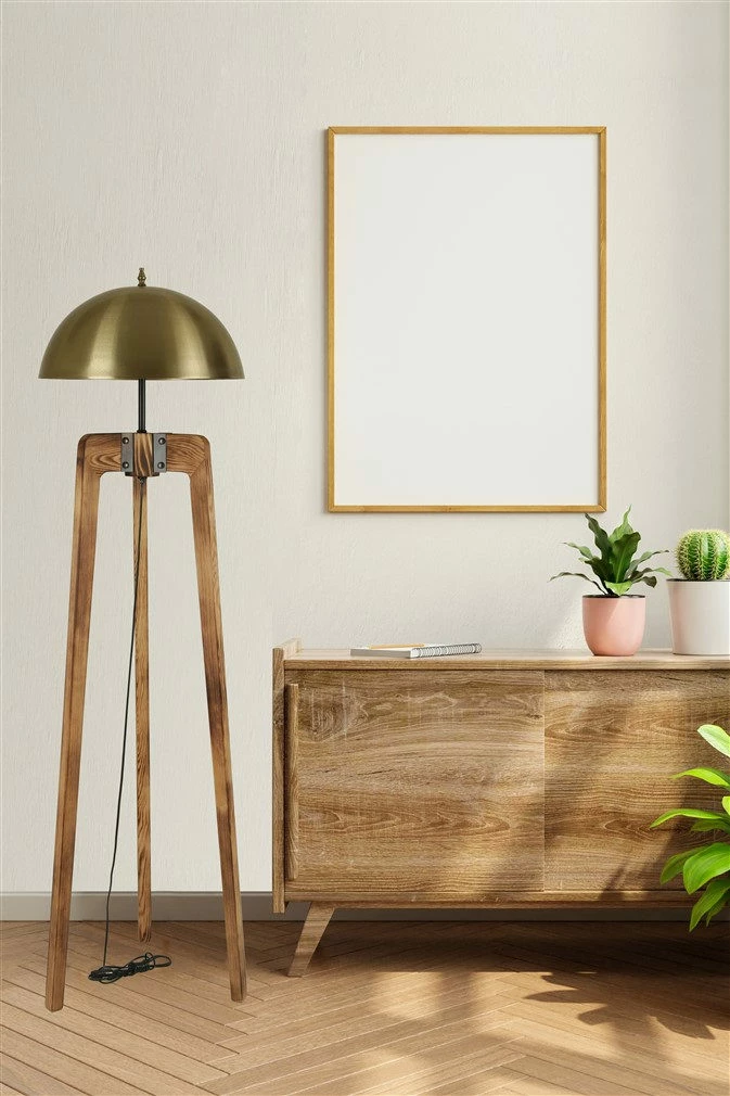 Llambë dyshemeje Opviq, ngjyrë arre dhe ari, retro, 170cm