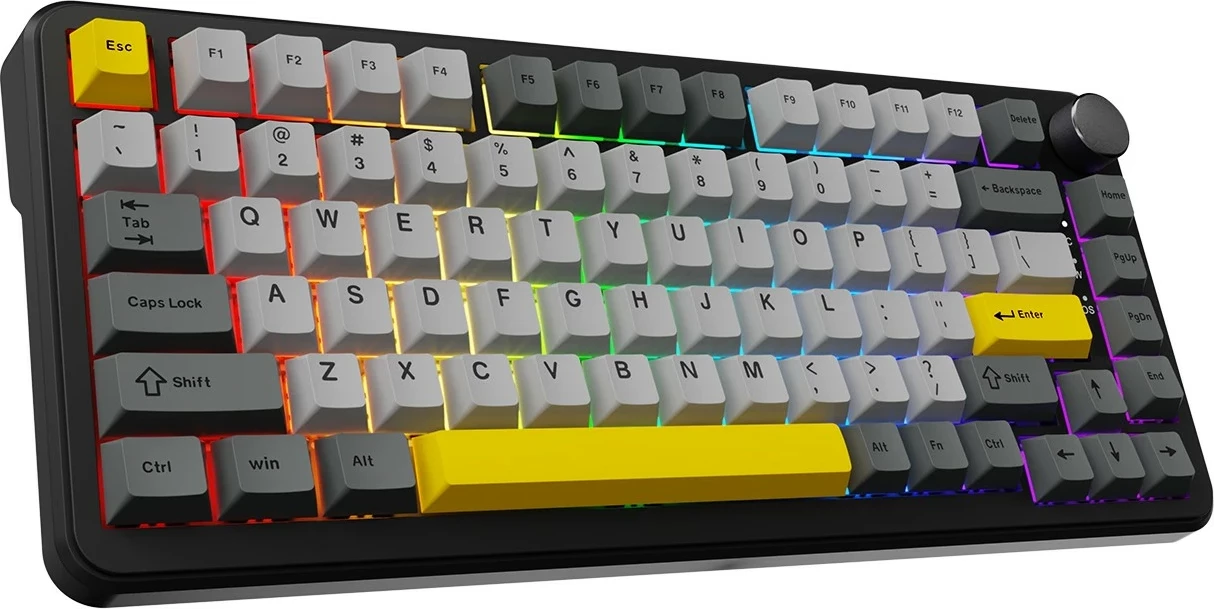 Tastierë mekanike Ajazz AK820 MAX, 75%, switcha magnetik, RGB, me kabllo, gri-zi/verdhe