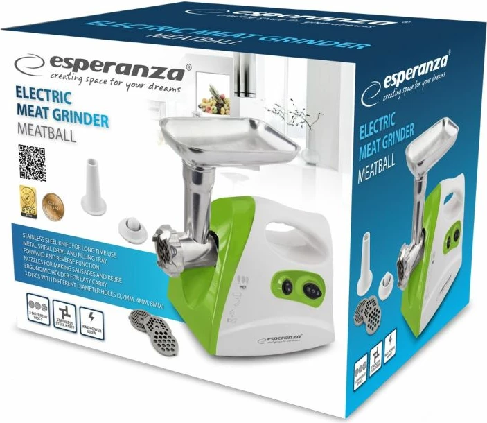 Makinë bluarëse mishi Esperanza Meatball EKM012G, e bardhë/jeshile