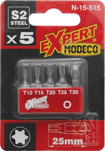 Set bitash Torx Modeco MN-15-515 25mm T10-T30, 5 copë