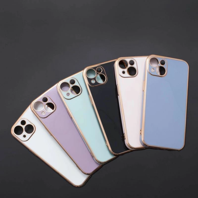 Kapak telefoni Hurtel Fashion Case për iPhone 12 Pro Max, kaltër me kornizë të artë [Ngjyra: Kaltër]
