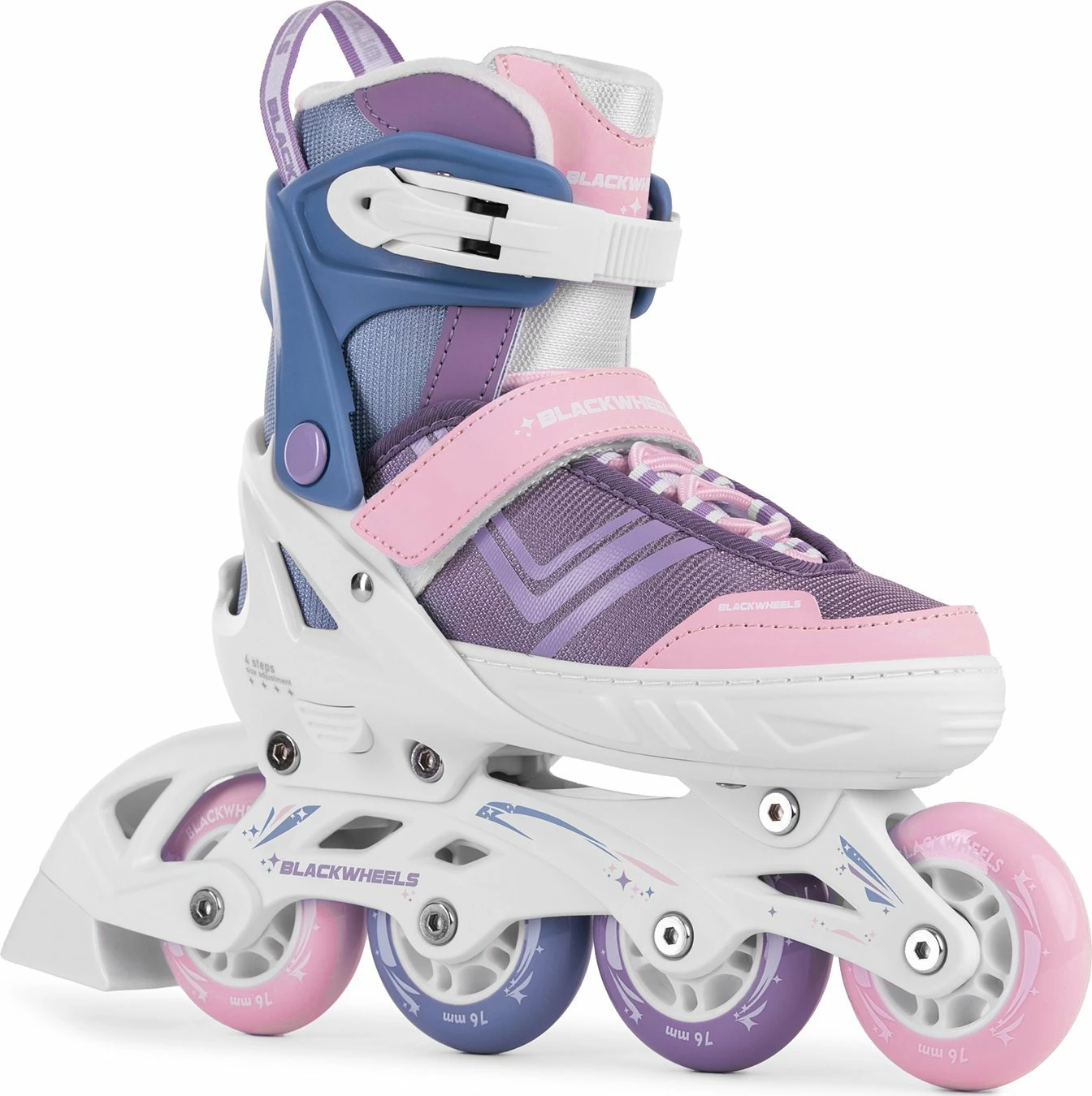Patina inline Blackwheels Playful, të rregullueshme EU 36-39, ABEC 7, rrota 76 mm 82A, me frenë, vjollcë