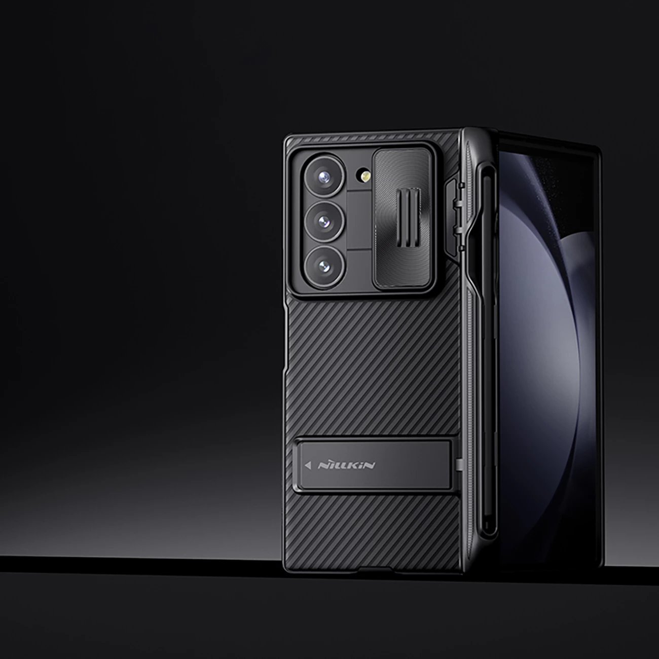 Mbështjellës Nillkin CamShield Fold Case për Samsung Galaxy Z Fold 6 5G me mbajtëse për stilolaps, e zezë