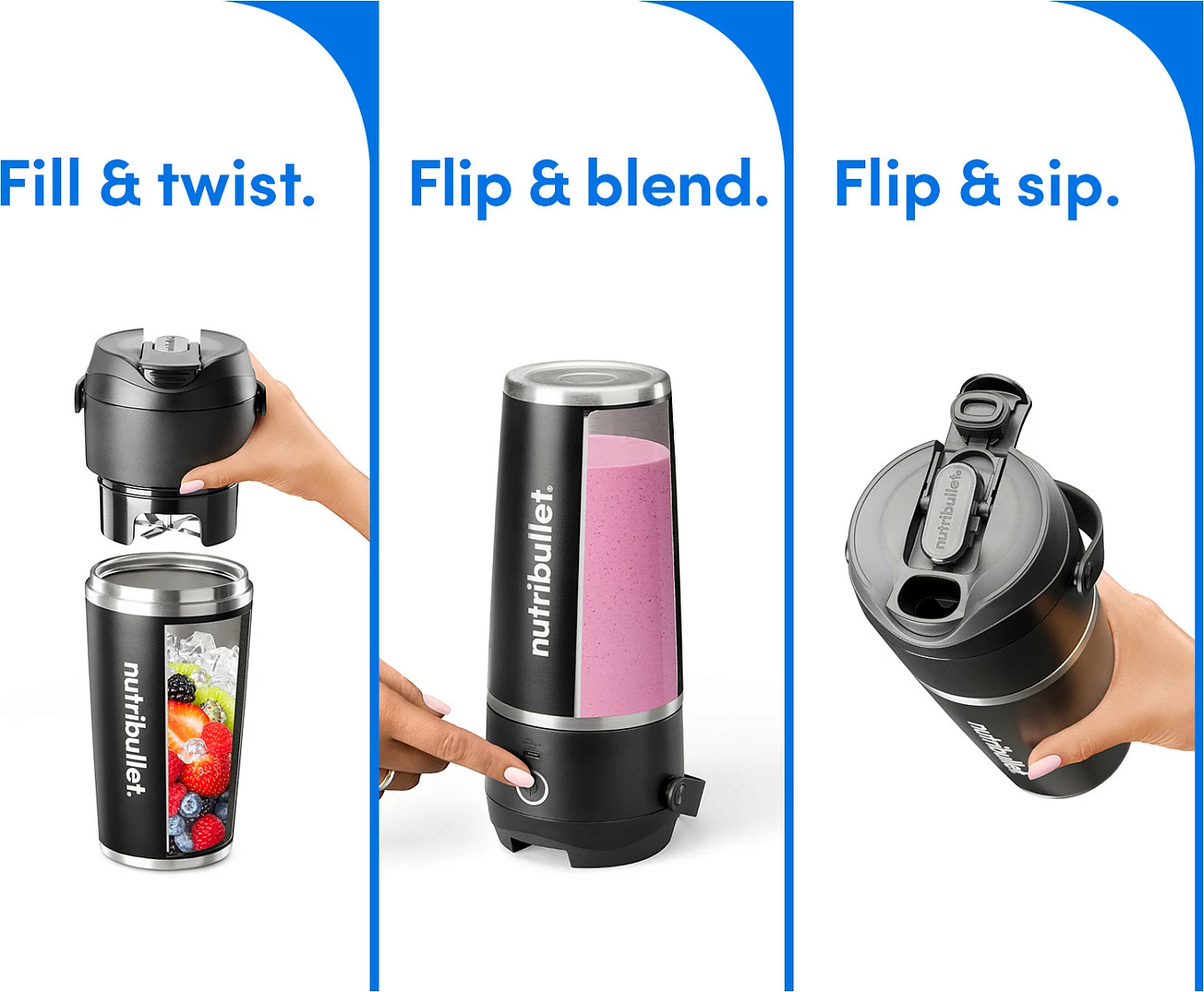 Blender NutriBullet Flip, gotë udhëtimi, i zi