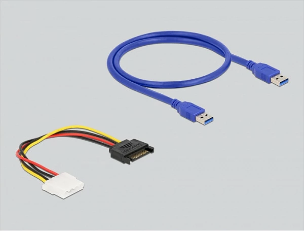 Kartë riser PCIe DeLOCK x1 në x16, kabllo USB 60 cm, USB 3.2 Gen 1, e zezë/blu/gri