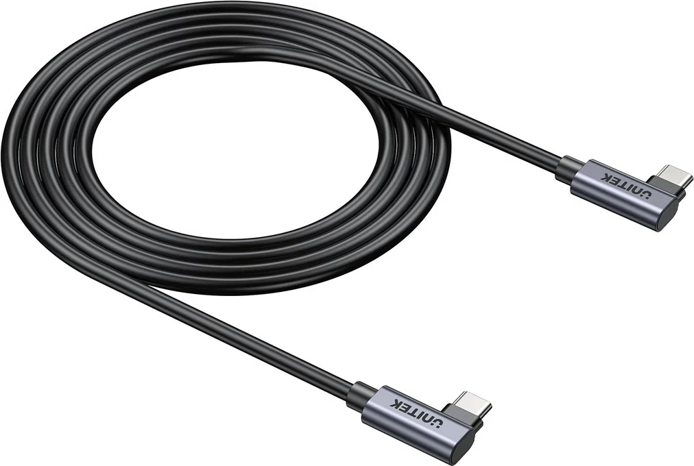 Kabllo USB C në USB C UNITEK C14147ABK01-1M, 1m, 100W, 90°, e zezë