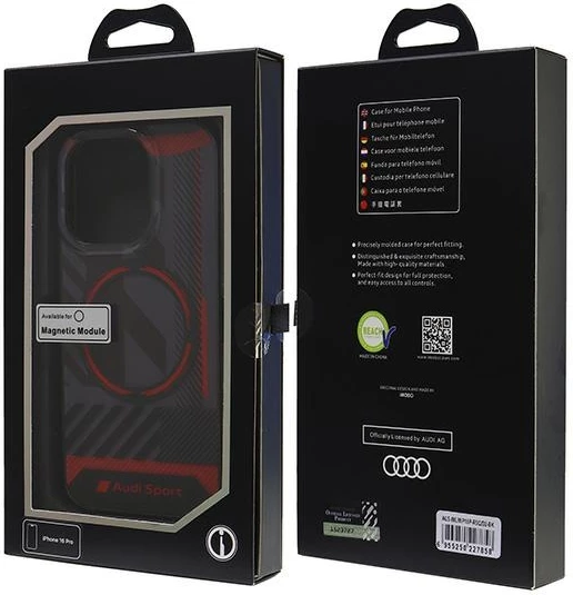 Mbështjellës Audi IML Sport MagSafe për iPhone 16 Pro 6.3", i zi, hardcase