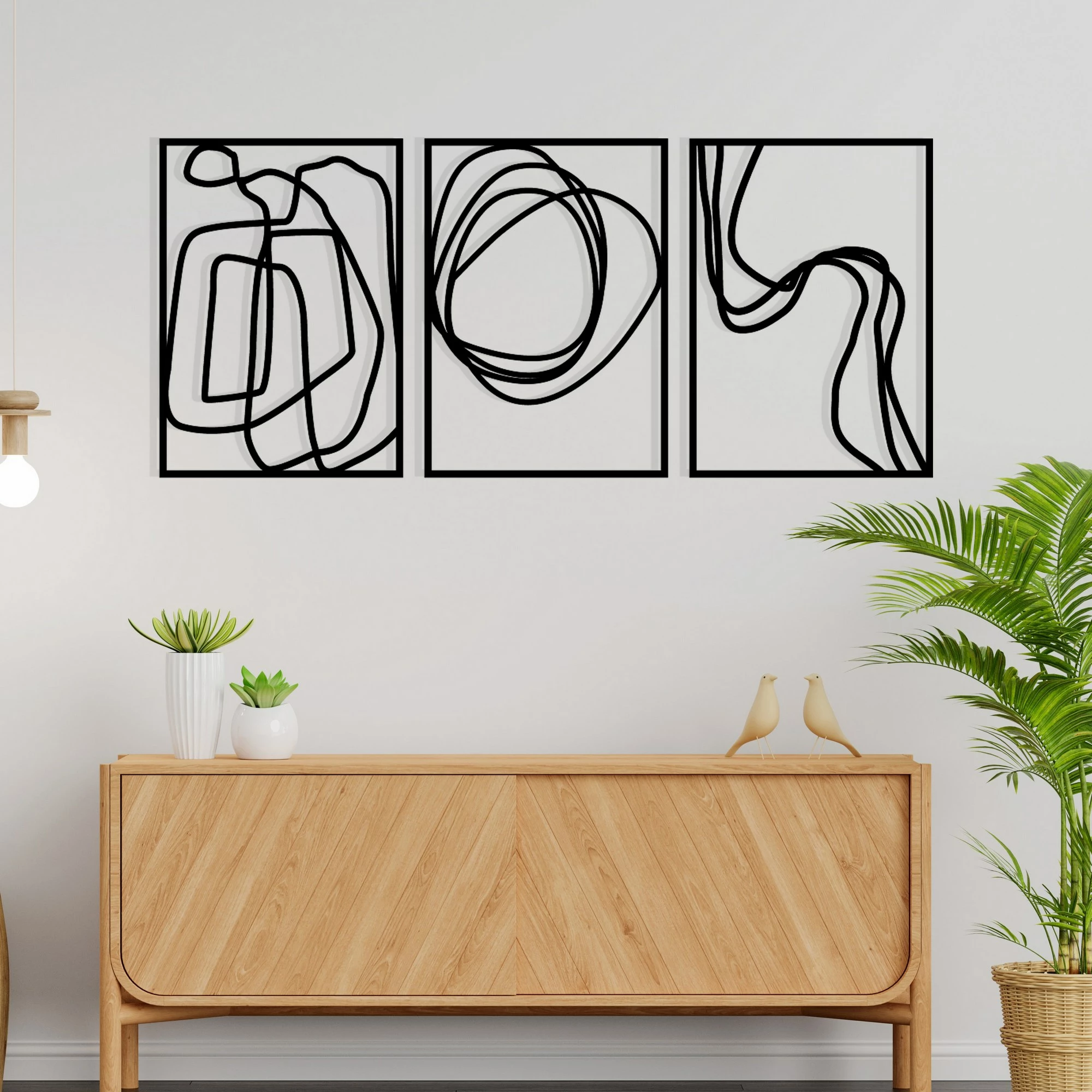 Aksesor dekorativ metalik për mur, Wallity Achermus, ngjyrë e zezë, 120x54cm