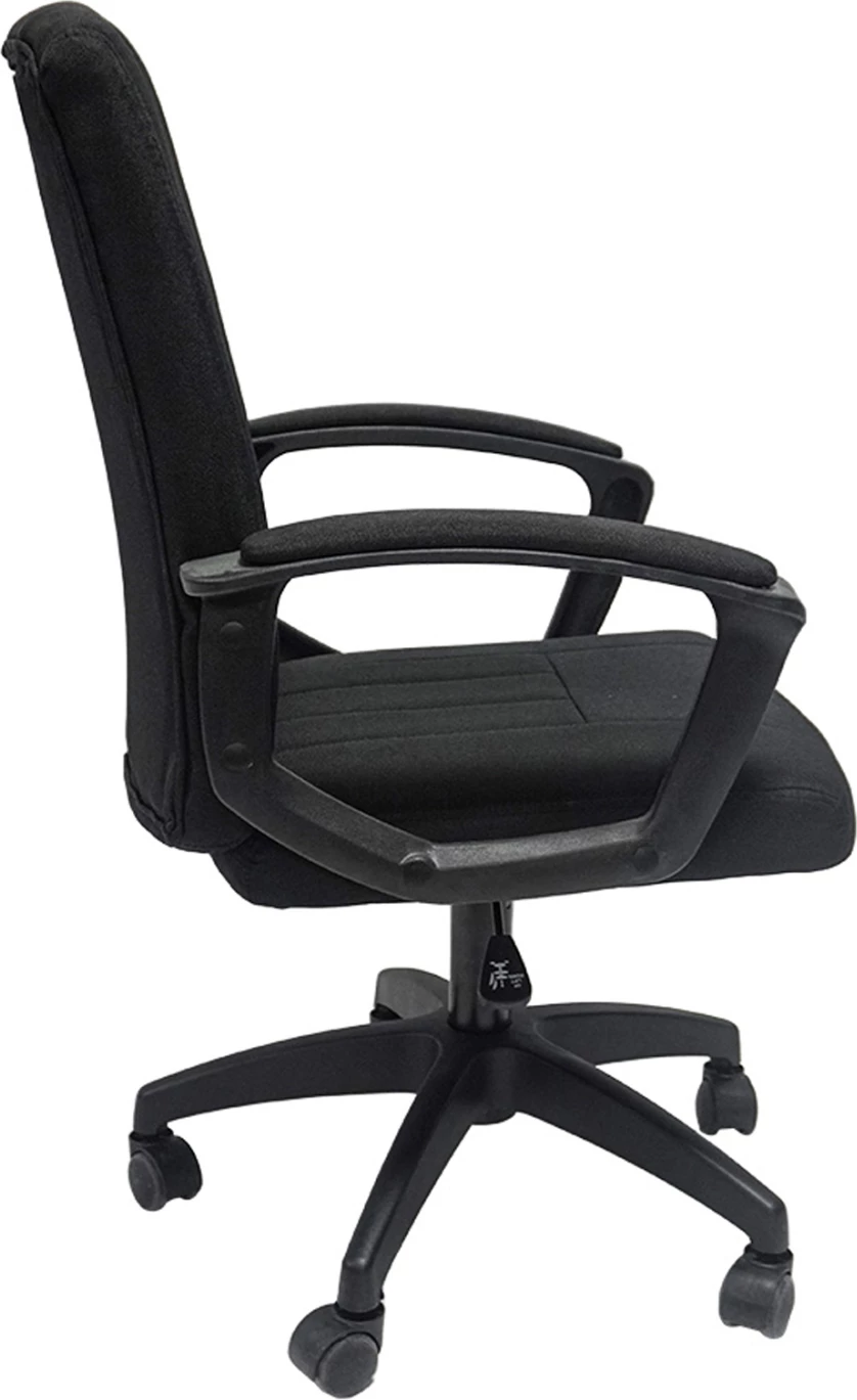 Karrige zyre NIM FH1200.11, pëlhurë e zezë, kornizë dhe bazë najloni, 51x61x125H cm