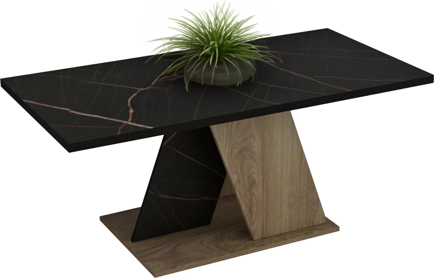 Tavolinë kafeje DILE, FH9528.03, melaminë, ngjyrë mermeri të zi-natyral, 110x55x47H cm