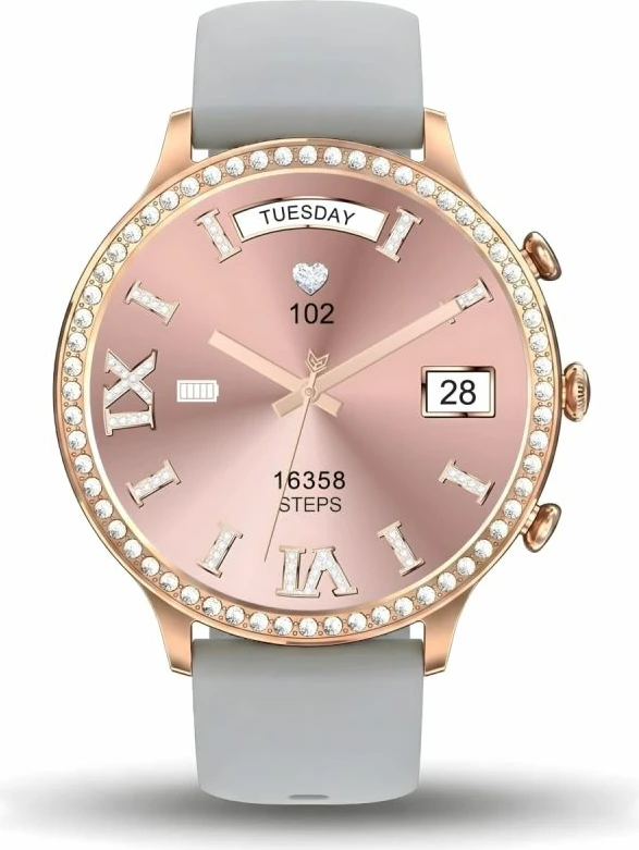 Smartwatch Gravity GT5-8, rrip dhe byzylyk rozë gold