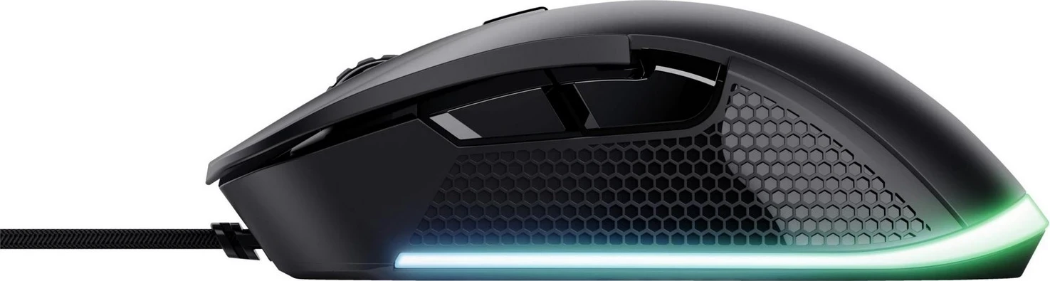 Maus për lojëra Trust GXT922 Ybar, me dritë RGB, i zi