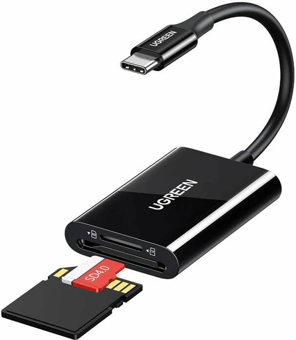 Lexues kartelash USB-C 2-n-1 Ugreen CM265 USB 3.0 5Gbps, SD/Micro SD, zi