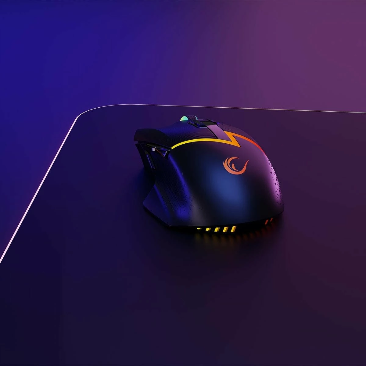 Maus gaming wireless Rampage Drop M3 V2 24000 DPI, Bluetooth/2.4 GHz, RGB, Black, set me kabllo USB-A në USB-C 1.2 m + adapter USB-A në USB-C + sliderë rezervë