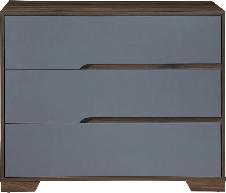 Komodë me 3 sirtarë, ngjyrë arrë-gri, 100x45x80