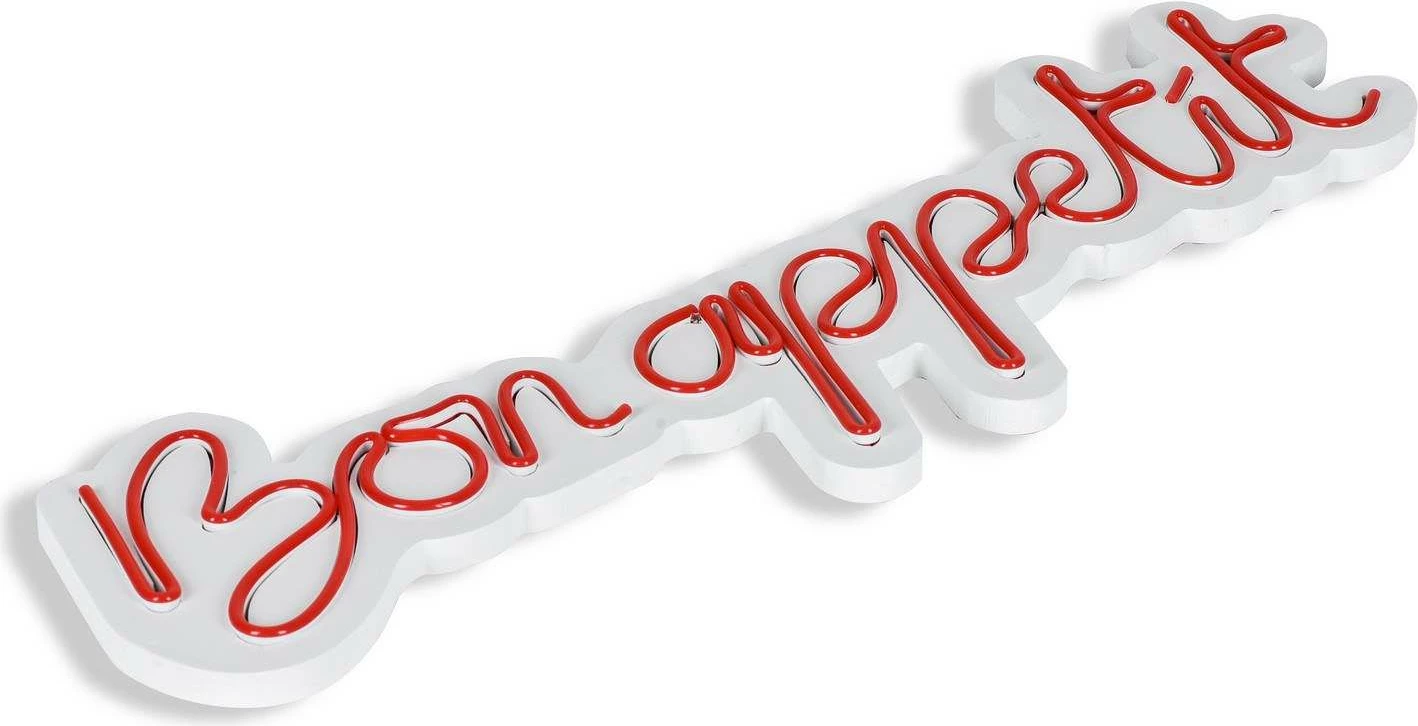 Dekor dritash LED plastike, 'Bon Appetit', ngjyrë e kuqe
