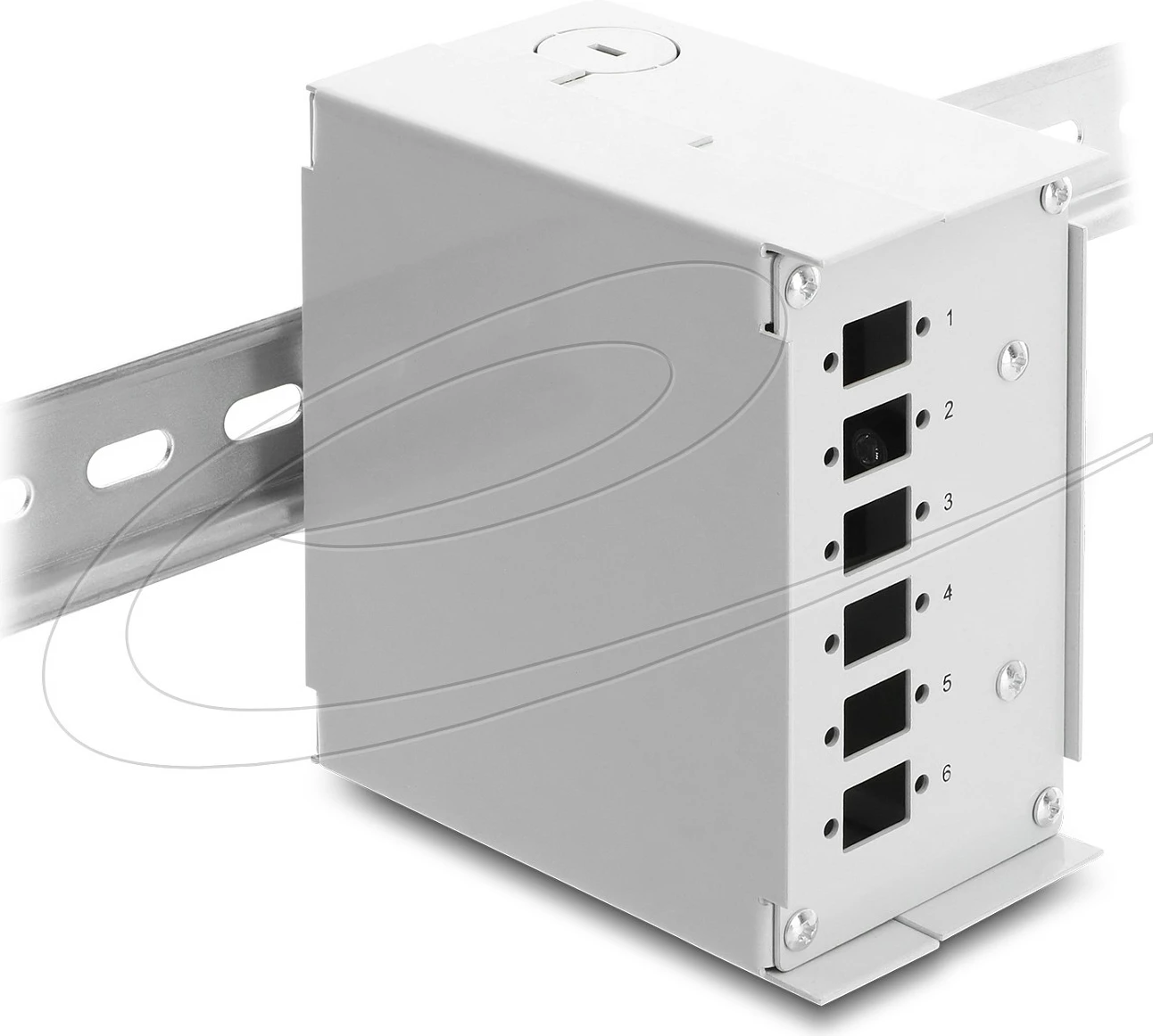 Panel patch fibra optike DeLOCK 91066, SC/LC, 6 konektorë, montim DIN rail, gri