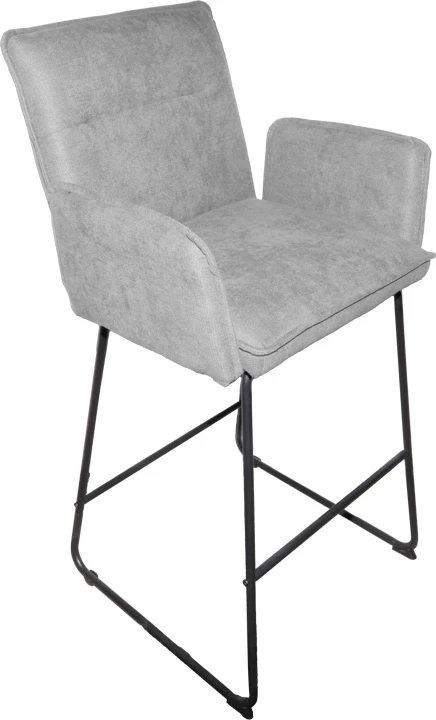 Karrige për bar Essential, set prej 4 copash, material stof gri, këmbë metalike të zeza, 57x64.5x107cm