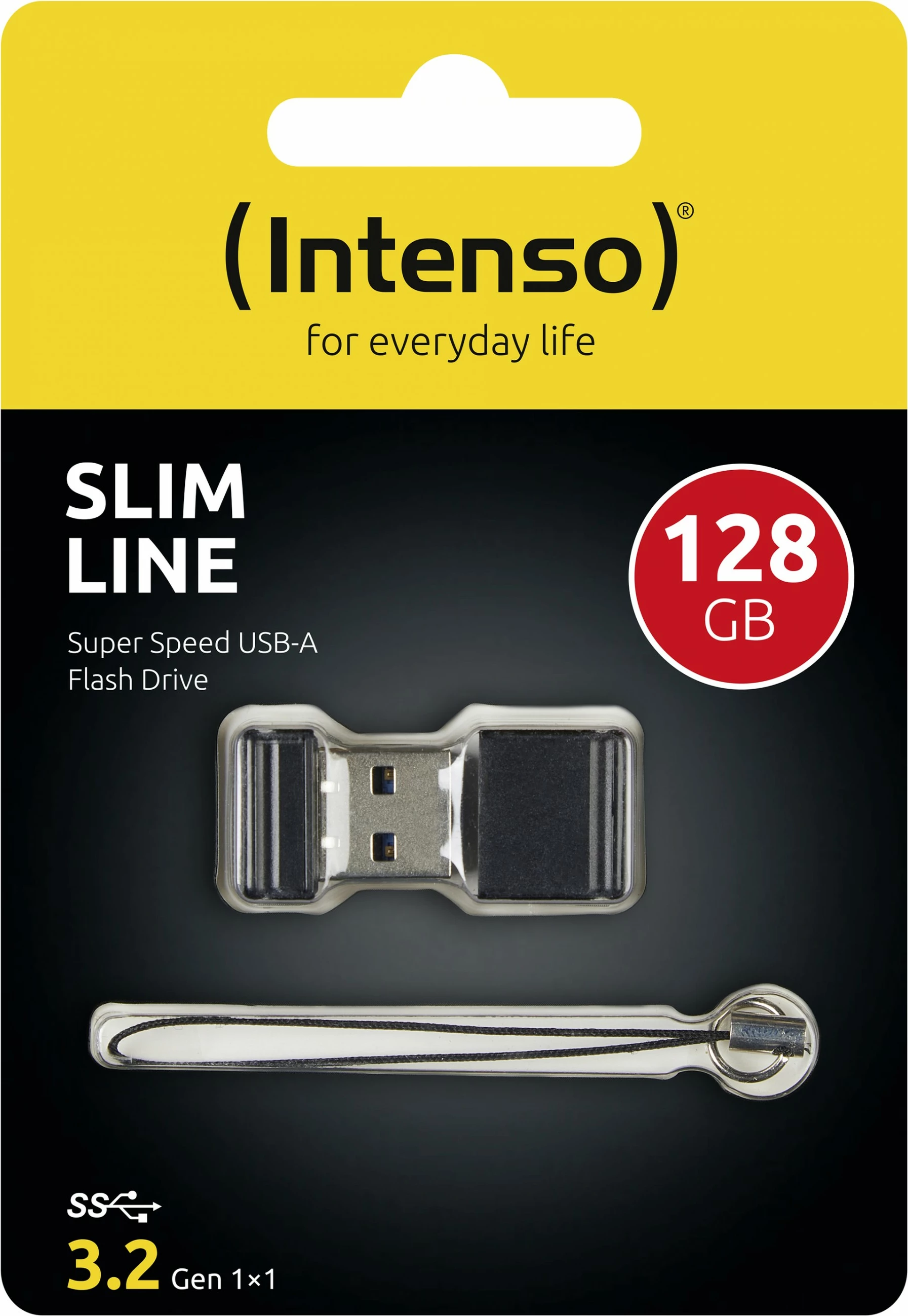USB flash Intenso Slim Line 128GB, USB 3.2, e zezë