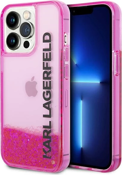 Mbështjellës Karl Lagerfeld KLHCP14LLCKVF për iPhone 14 Pro 6.1", hardcase Liquid Glitter, rozë