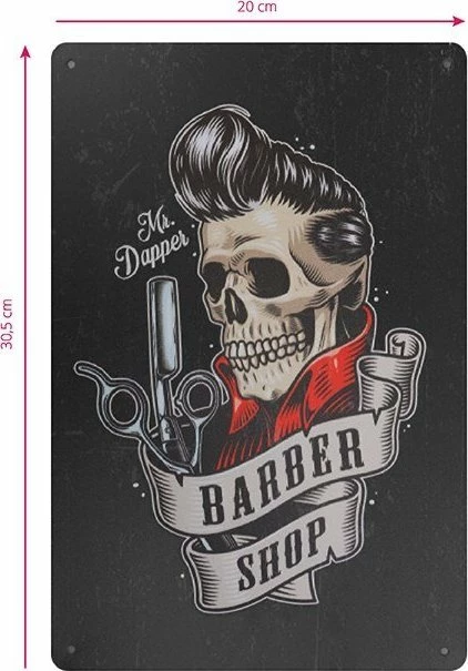 Tabelë dekorative muri Activeshop B019, alumini, dizajn "Barber Shop", e zezë